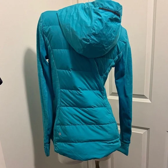 lululemon athletica Blue Hooded Goose Down Puffer Sweater - Picture 7 of 10